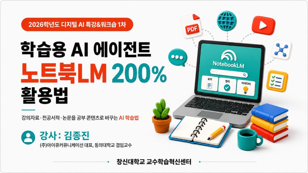 창신대학교 교수학습혁신센터 노트북LM 활용 AI 특강 사례 포스터